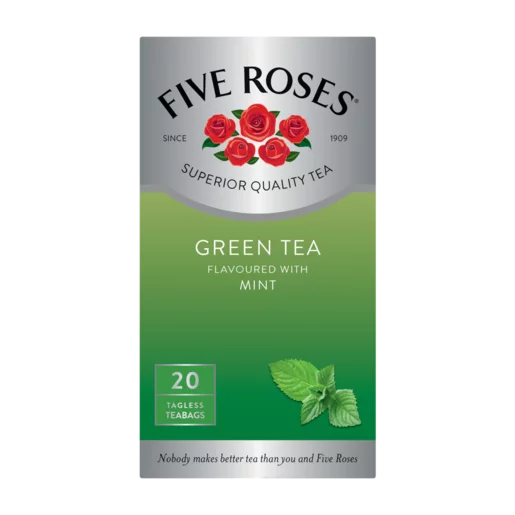 FIVE ROSES Green Tea & Mint Tagless Teabags 20s