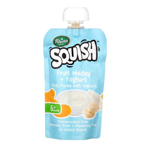 RHODES Squish Baby Puree 110g - Fruit Medley & Yoghurt x 12